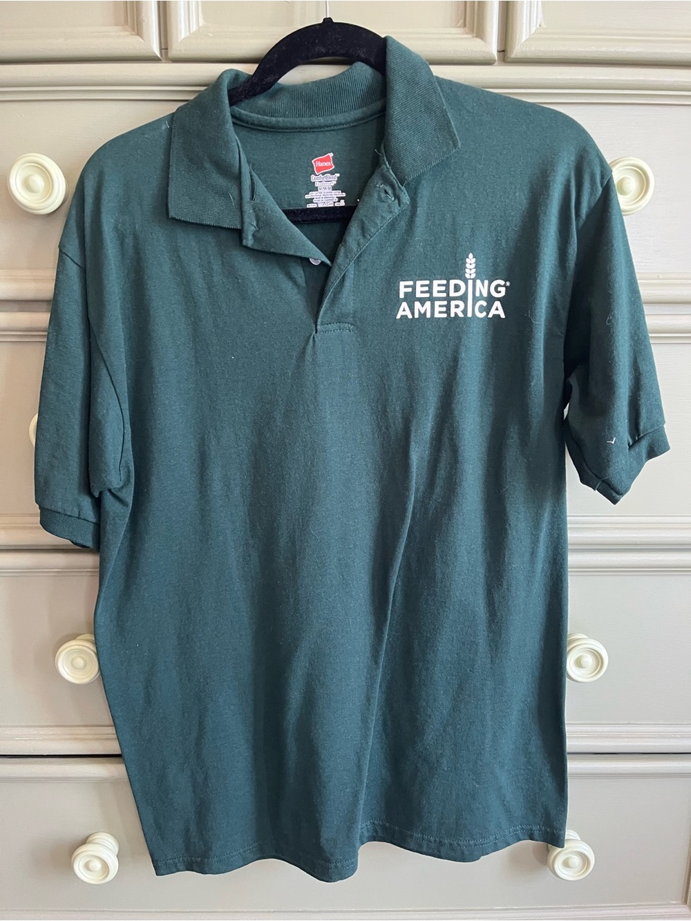 Hanes Dark Green Feeding America Polo